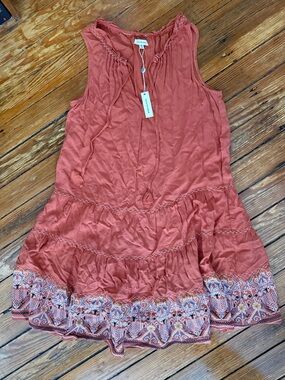 Max Studio Rust Sleeveless Peasant Dress